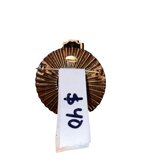 Vintage Sterling Silver Round Brooch With Rhinestones - Picture 3 of 4